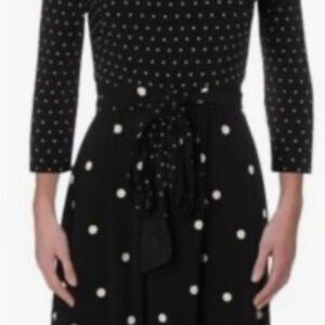 Ralph Lauren Black and White Polka Dot Long Sleeve Dress